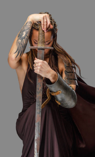 istock Elf woman warrior with sword. 947295388