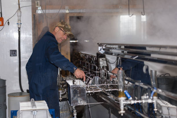 gerente en la industria de transformación de arce - maple syrup sugar shack fotografías e imágenes de stock