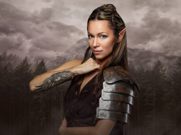 istock Elf woman with tattoo on her arm. 947302938