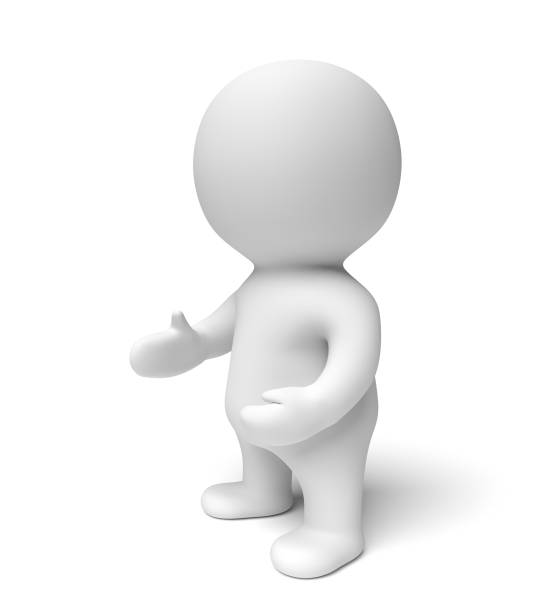istock human white 3d person presenting to the left (3D illustration isolated on a white background) 947303298