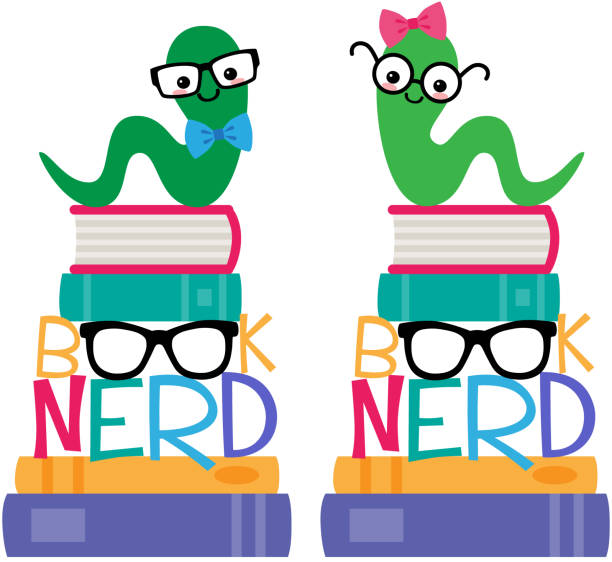Vector Book Worm Book Nerd Graphic Set Vector Book Worm Book Nerd Graphic Set. Cute vector illustrations perfect for school, kids, scrapbooking, and home decor projects. nerd stock illustrations