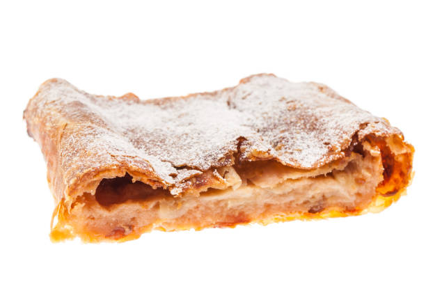 fresh puff pastry with apple isolated on white background. Junk food. With clipping path for design menu