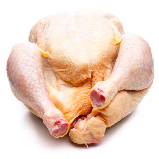 cały surowy kurczak wyizolowany na białym tle - meat raw animal skin naked zdjęcia i obrazy z banku zdjęć