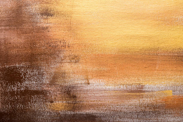istock Abstract golden painted background, brush strokes 947309172