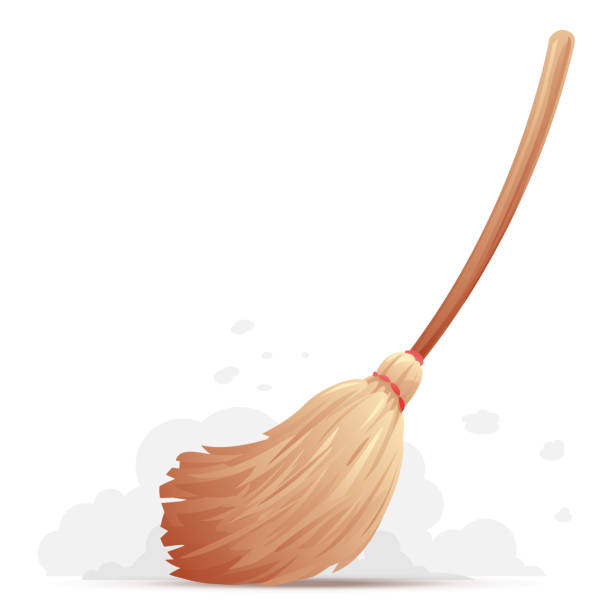 Broom Sweep Floor vector art illustration