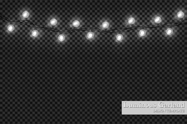 istock Garlands, realistic glowing garland Christmas decoration lights effects. Christmas decoration. Isolated vector design elements on a transparent background. Glowing lights on Christmas 947315256