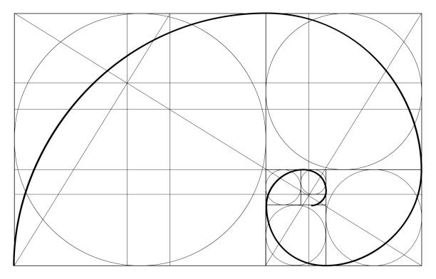 minimalistyczny design. złoty stosunek. kształty geometryczne. koła w złotej proporcji. futurystyczny design. logo. ikona wektora. abstrakcyjne tło wektorowe - geometry mathematics mathematical symbol triangle stock illustrations