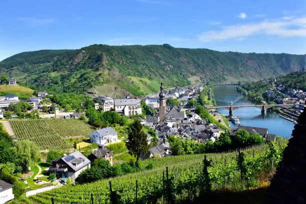 Looking down on the town of Cochem, Germany and the Mosel River.