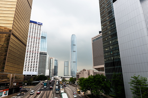 Central, Hong Kong - CIRCA April,2018: Hong Kong Skyline (International Financial Centre)