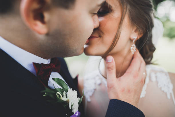 Close up of a nice young wedding couple.