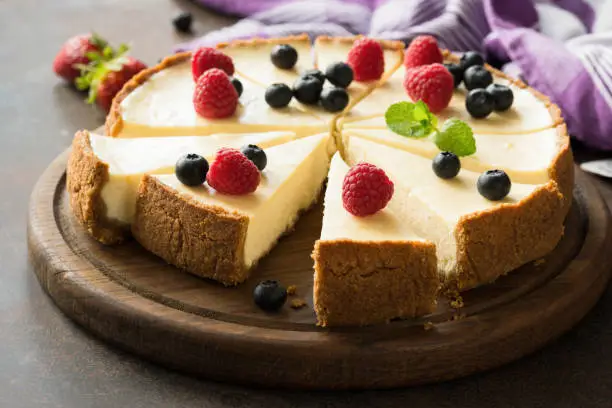 Photo of Summer berry cheesecake cut into slices