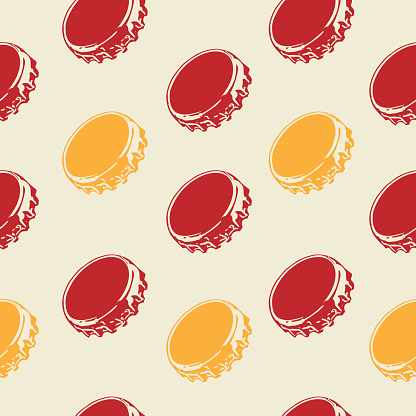 Seamless bottle caps pattern on pale background