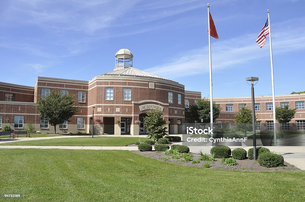 modern American high school exterior  School Building Stock Photo