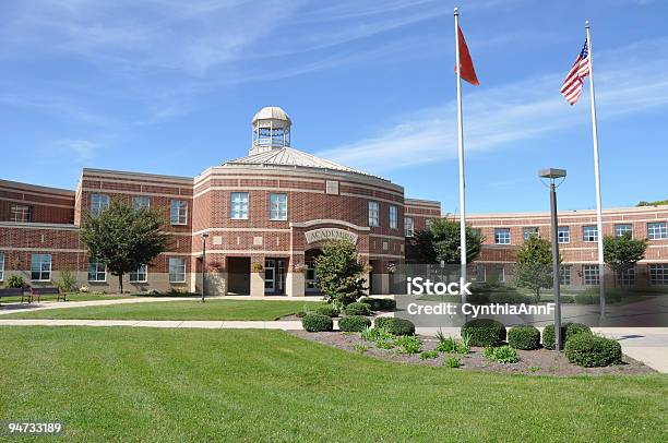 Modern American High School Exterior Stock Photo - Download Image Now - School Building, Outdoors, Building Exterior