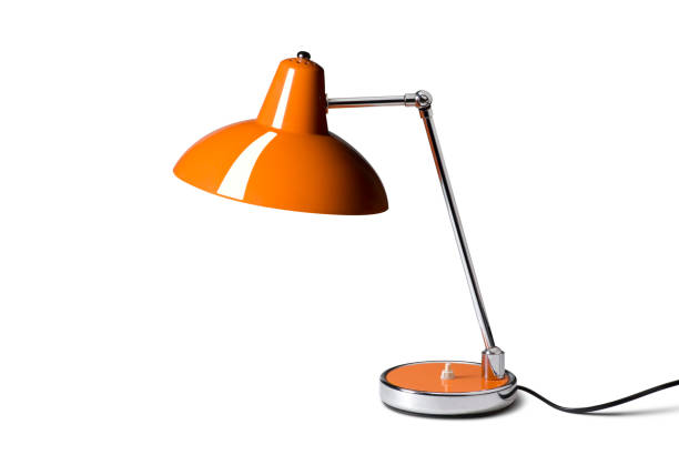 desk lamp on white background. photo with clipping path. - lamp imagens e fotografias de stock