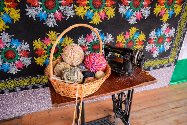 istock Knit thread for knitting. The old manual sewing machine 947340122