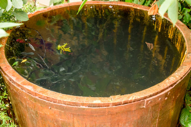 istock Wooden barrel filled with water 947340182