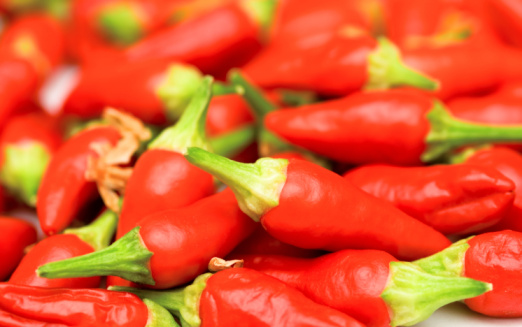 close-up colorful chili peppers background