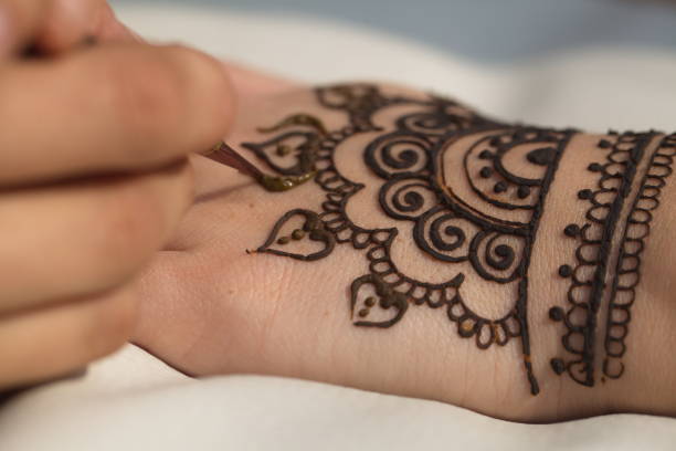 istock drawing of a mehendi on the hand 947349066