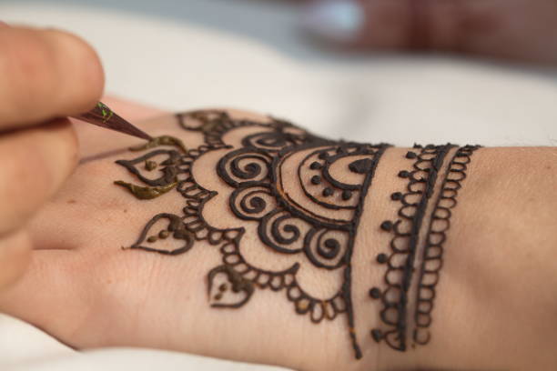 istock drawing of a mehendi on the hand 947349110