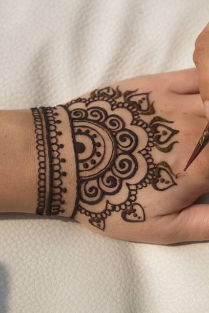 istock drawing of a mehendi on the hand 947349262