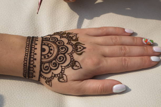 istock drawing of a mehendi on the hand 947349274