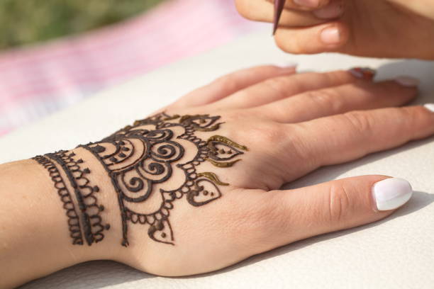 istock drawing of a mehendi on the hand 947349292