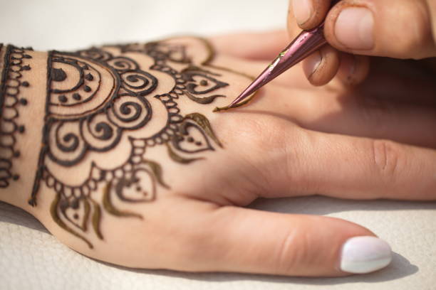 istock drawing of a mehendi on the hand 947349418