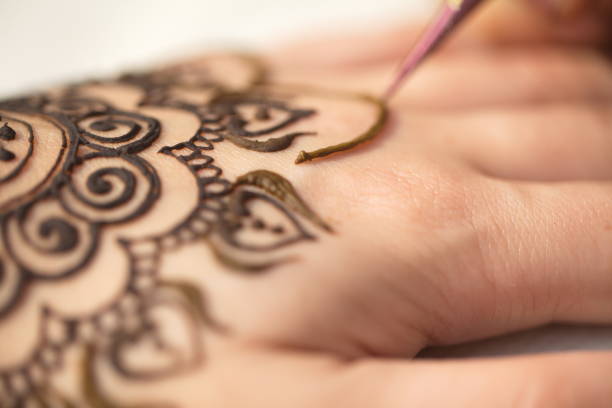 istock drawing of a mehendi on the hand 947349438