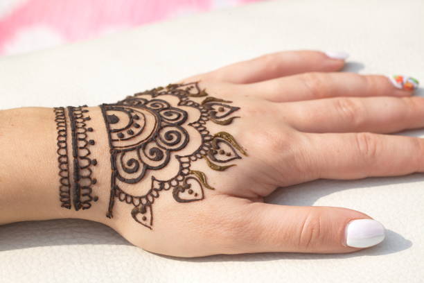 istock drawing of a mehendi on the hand 947349452