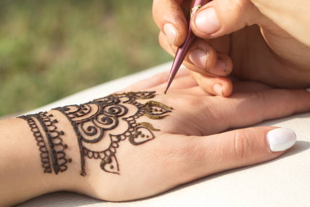 istock drawing of a mehendi on the hand 947349552