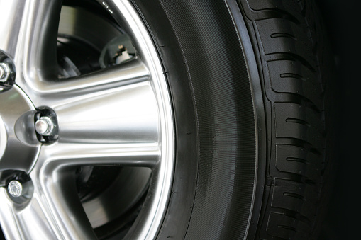 Detail of a new tire and rim