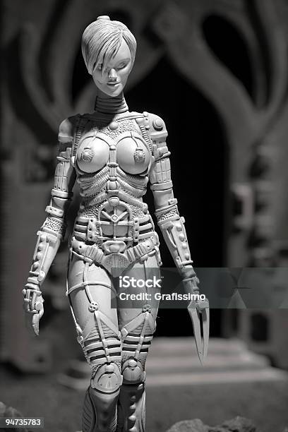 Alien Grey Female Creature Stock Photo - Download Image Now - Manga Style, Robot, Alien