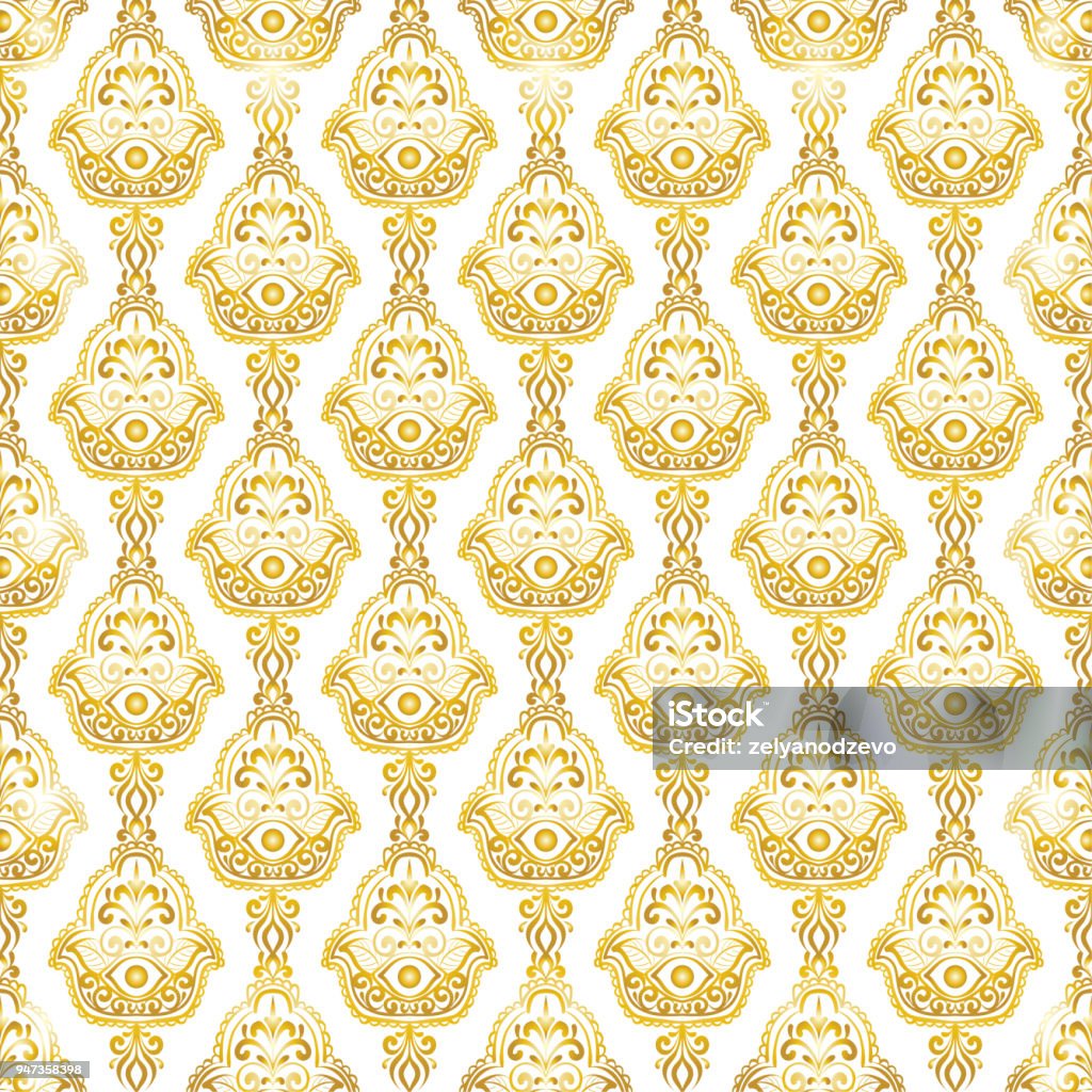 Hamas Pattern Vintage Ethnic Pattern With Hamsa Hand Drawn Vector Illustration Stock ...