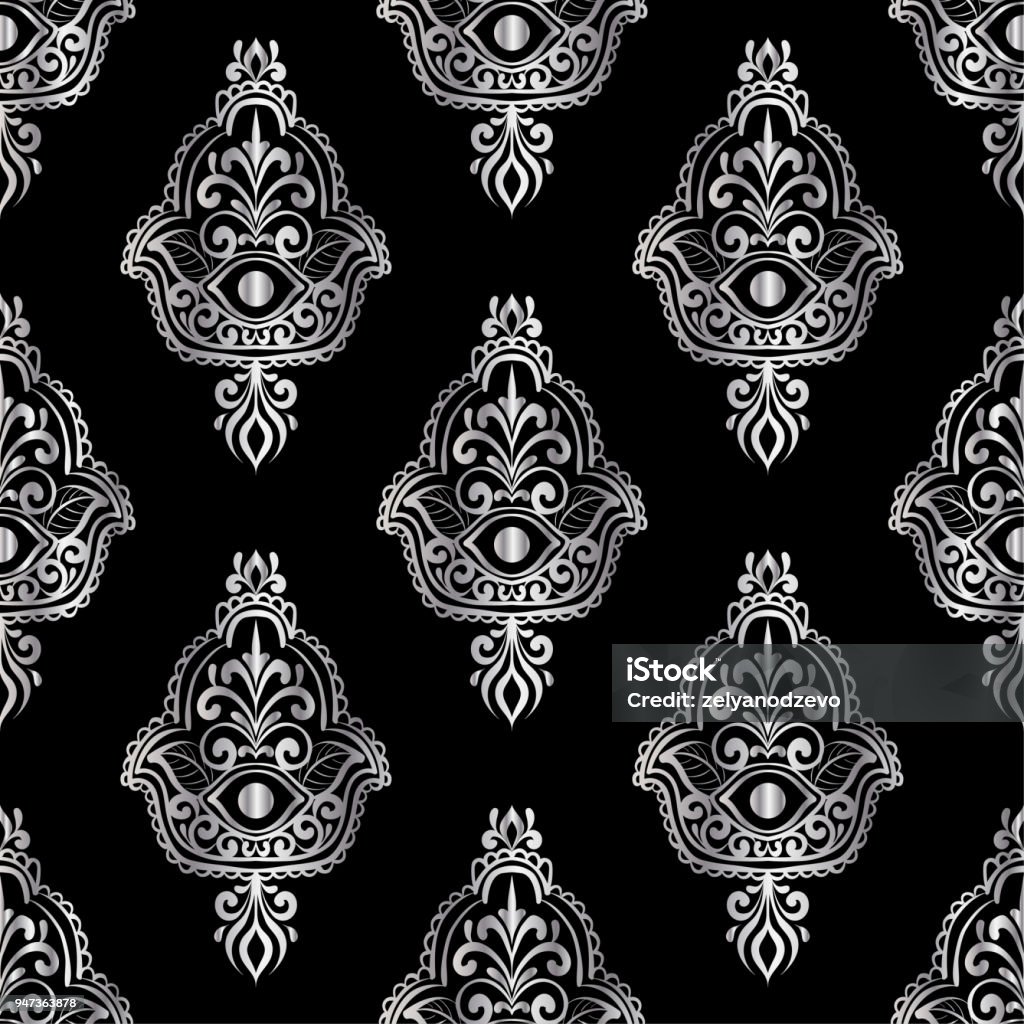 Hamas Pattern Vintage Ethnic Pattern With Hamsa Hand Drawn Vector Illustration Stock ...