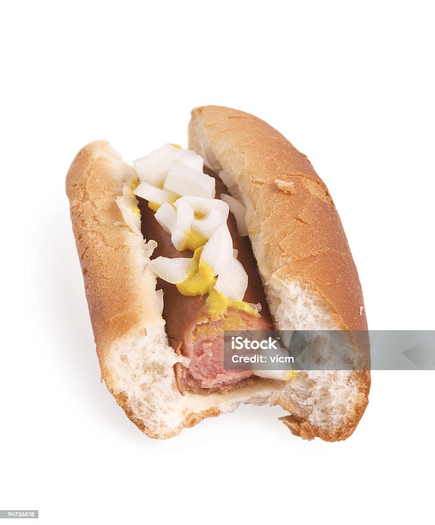 Meio comido Cachorro-quente - Royalty-free Alimento consumido Foto de stock