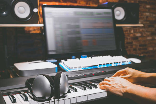 istock headphone on midi piano in home studio 947369116
