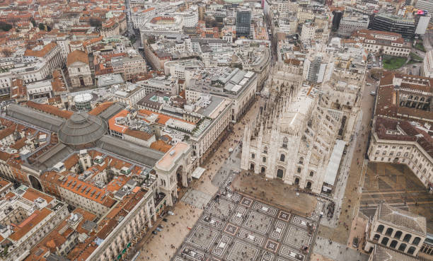 Aerial view of Duomo di Milano stock photo