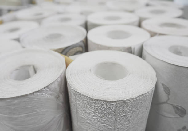 istock Wallpaper rolls in the hardware store. 947371800