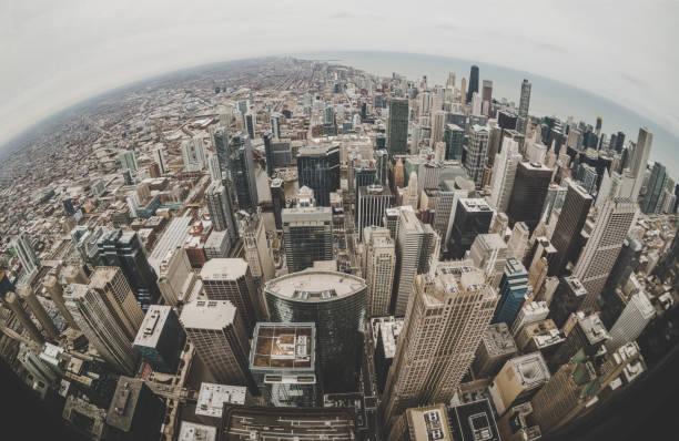 Fisheye View of Chicago Skyline