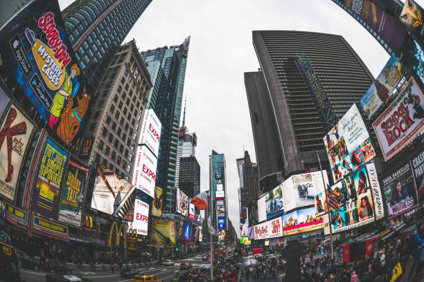 istock Fisheye View of Times Square at Dusk 947372528