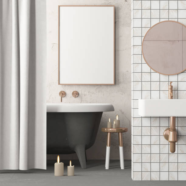 mock up bathroom in a modern style 3d