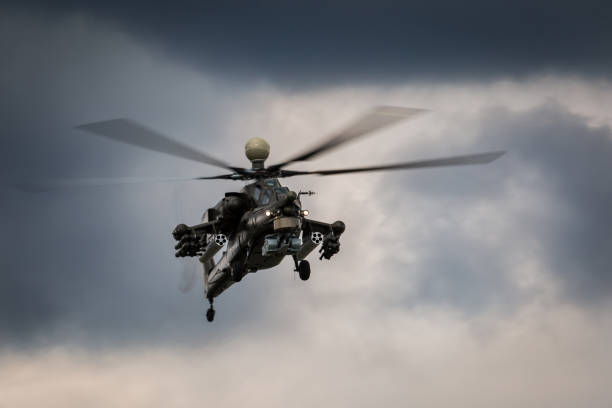 istock Military helicopter in the sky 947392072