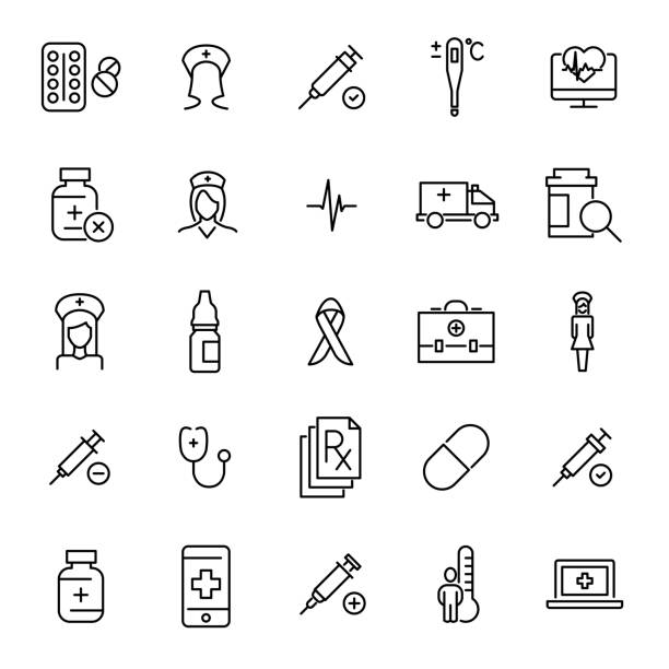 Set of premium hospital icons in line style. Set of premium hospital icons in line style. High quality outline symbol collection of medical. Modern linear pictogram pack of healthcare. pulse orlando night club & ultra lounge stock illustrations