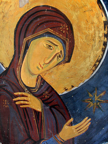 icône de la vierge marie - greek bible photos et images de collection