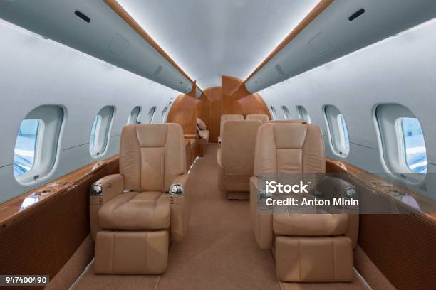 Business Jet Interior Stock Photo - Download Image Now - Corporate Jet, Vehicle Interior, Airplane