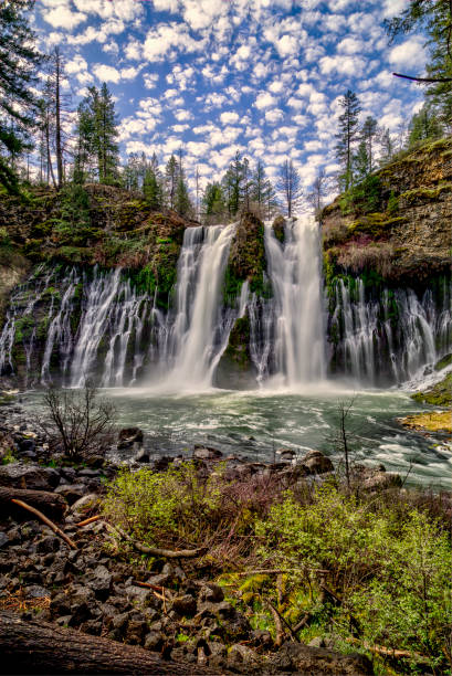 Burney falls vertical view Burney falls in California's McArthur Burney falls state park. This is a high dynamic range image. burney falls stock pictures, royalty-free photos & images