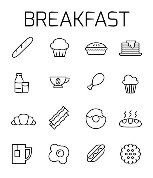 ilustrações de stock, clip art, desenhos animados e ícones de breakfast related vector icon set. - coffee time restaurant