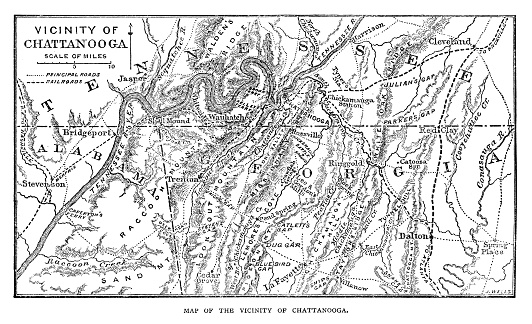 Chattanooga Map - Scanned 1887 Engraving