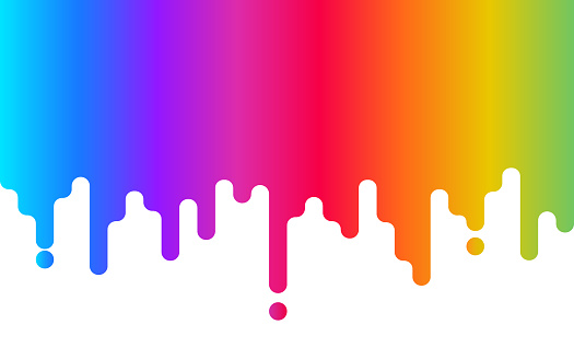 Dripping paint. Rainbow background. Abstract colorful backdrop on white. Color design for website, business card. Vector illustration.